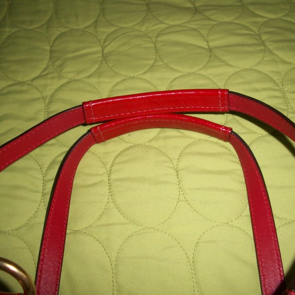 Coach Brown Signature Canvas with Red Patent Leather Bag with Wristlet/Wallet - Picture 8 of 16